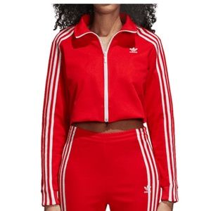 Adidas Red Cropped Jacket